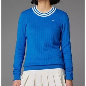 $160 adidas Originals Women's Size M Cashmere Knit Golf Sweater Bluebird Color